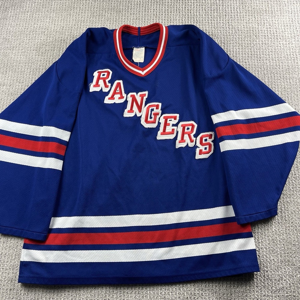 Vintage CCM New York Rangers Jersey Men's XL NHL Hockey Blank Blue
